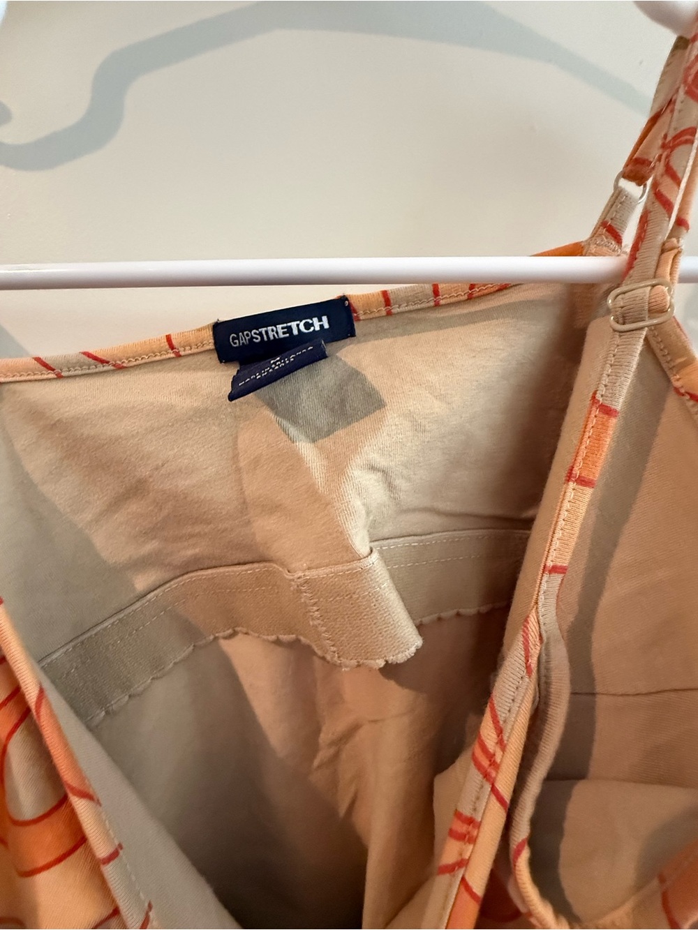 Vintage GAP Orange Retro Floral Spaghetti Strap Tank with Built-In Shelf Bra - Picture 3 of 7